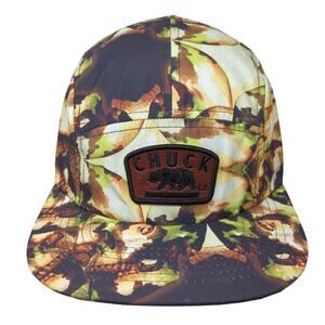 Chuck 5 Panel Cap Multi One Size Adjustable Camo Leather Patched Embroidered